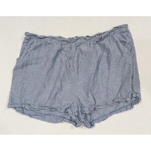 Derek Heart Plus Shorts Women 3X Blue Excellent Ruffle Waist Linen Blend Casual